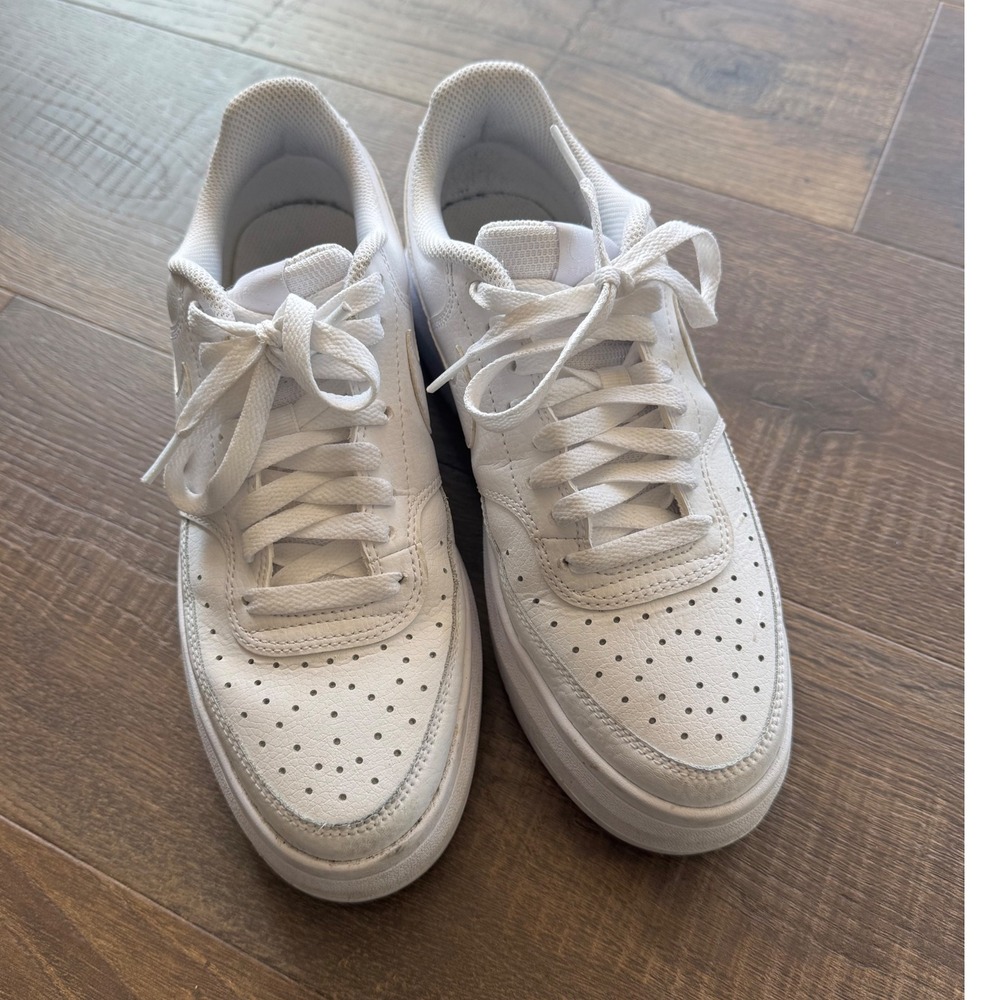 Nike Court Vision Alta Platform Sneakers Perforated White Lace Up Shoes